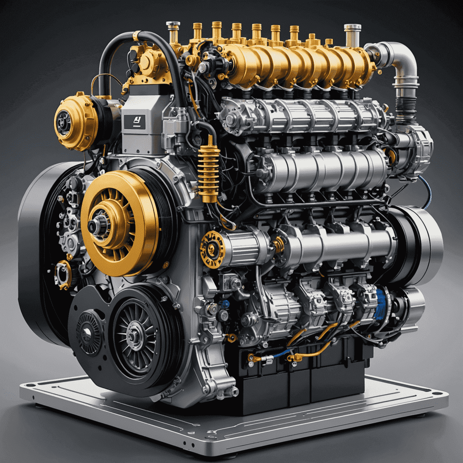 Cutaway view of a Formula 1 hybrid power unit, showing the intricate integration of electric motors with the internal combustion engine.