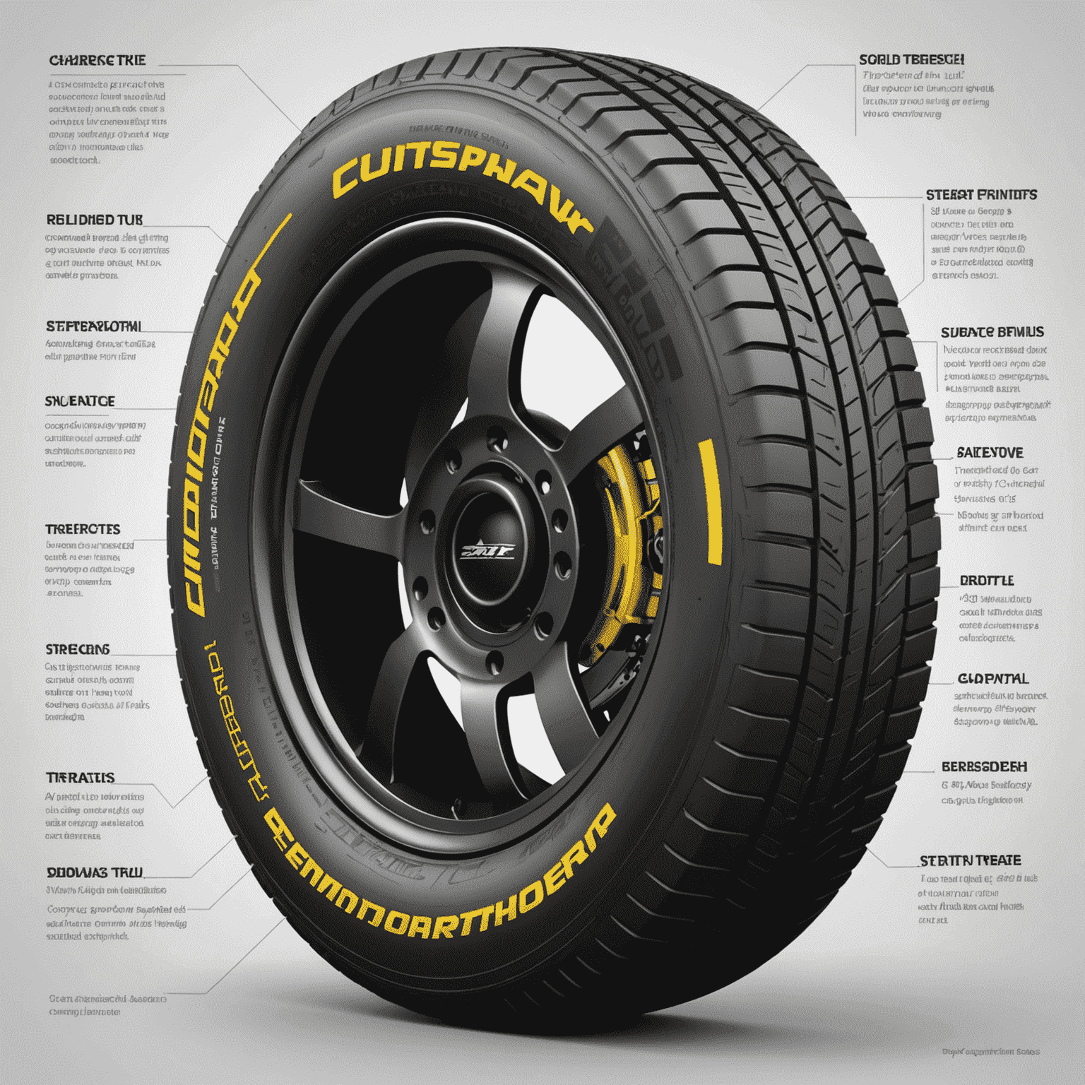 Cutaway diagram of a smart Formula 1 tire, showing embedded sensors and adaptive tread technology