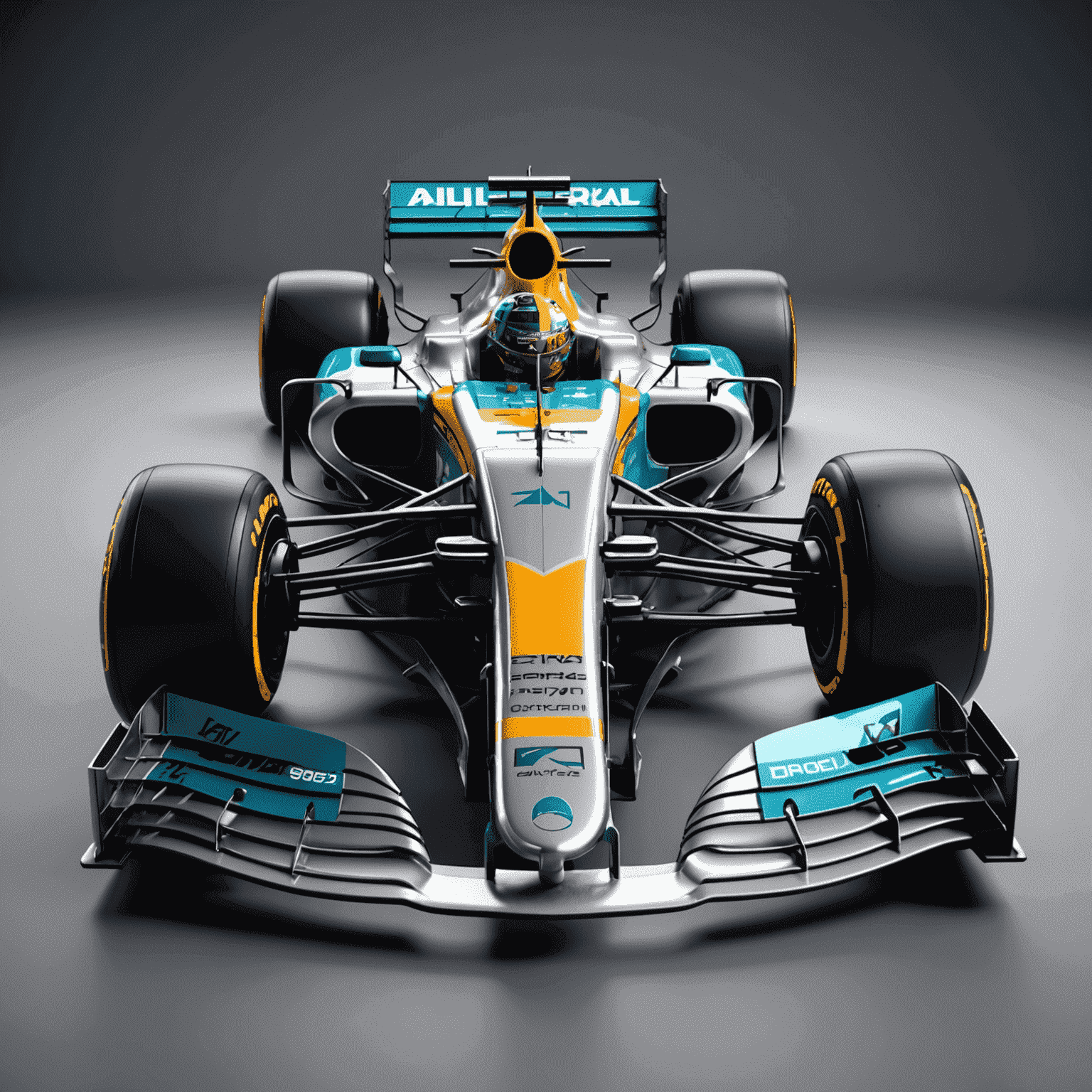 3D render of a Formula 1 car's adaptive suspension system, highlighting active components and AI integration